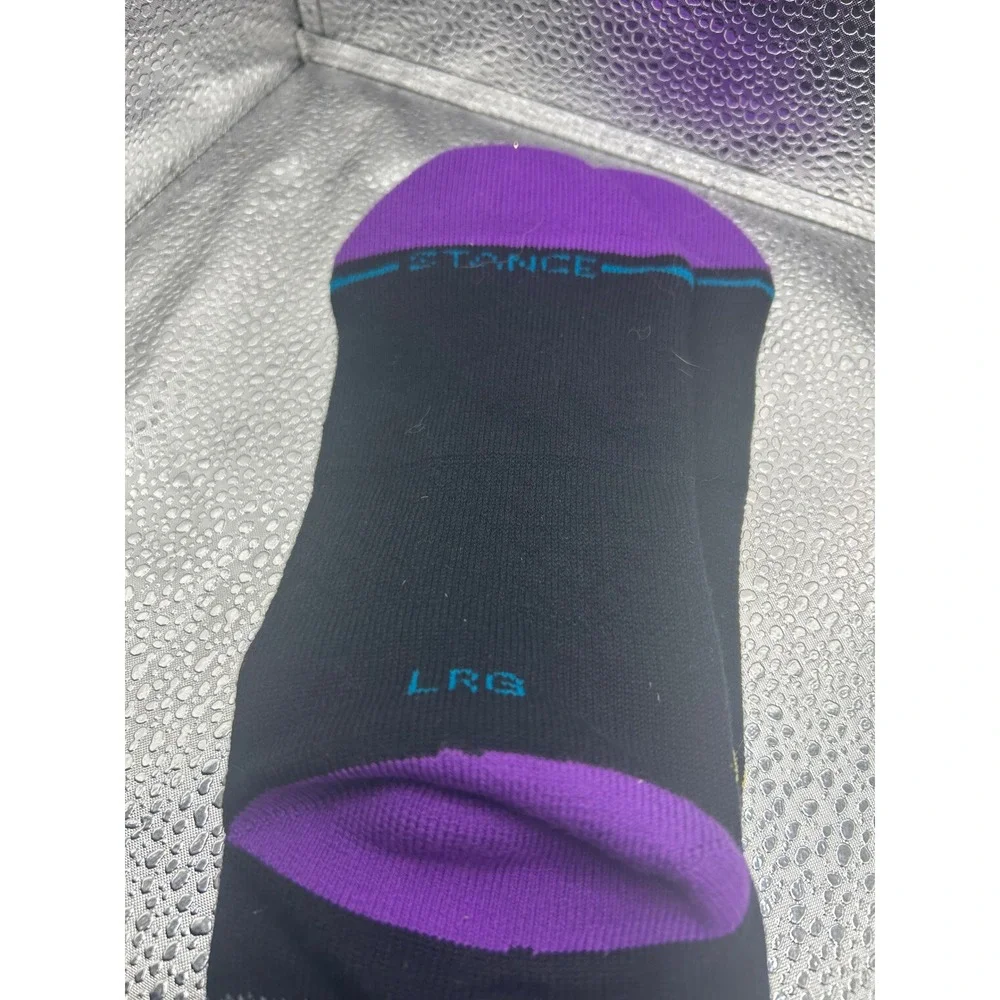 Stance NBA LeBron James Lakers Faxed Crew Socks Black Purple Yellow Mens Large L